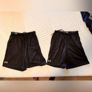 LOT OF 2 Under Armour Black Shorts Athletic or Coaching Back Pockets